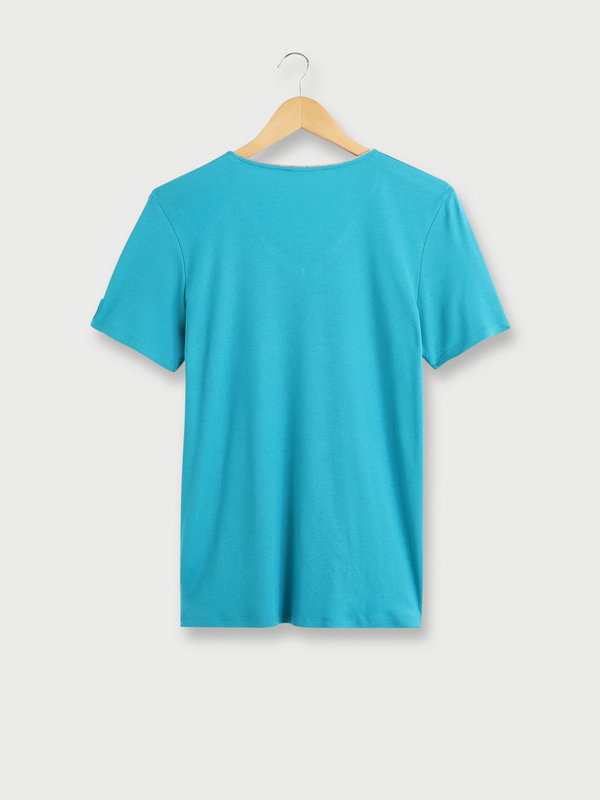 DIANE LAURY Tee-shirt Uni, Encolure V, Coupe Cintre Bleu Canard Photo principale