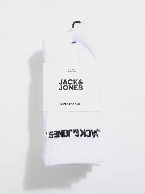 JACK AND JONES 5 Paires De Chaussettes Coton Majoritaire Blanc 1000848