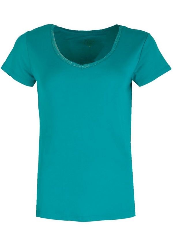 C EST BEAU LA VIE Tee-shirt Col  V En Fibres Mtallises Bleu turquoise Photo principale