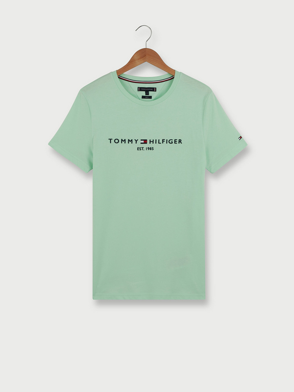 TOMMY HILFIGER Tee-shirt Slim En Coton Bio, Logo Brod Vert 1004926