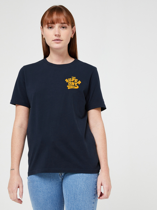 SUPERDRY Tee-shirt Mini Logo Emboss Velours Bleu 1007508