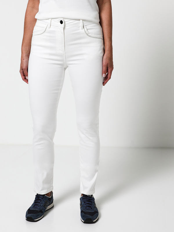 DIANE LAURY Pantalon 5 Poches, Coupe Droite, Ultra Stretch Blanc 1007958
