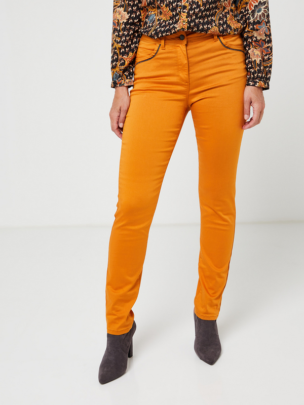DIANE LAURY Pantalon 5 Poches, Coupe Droite, Ultra Stretch Orange 1007958