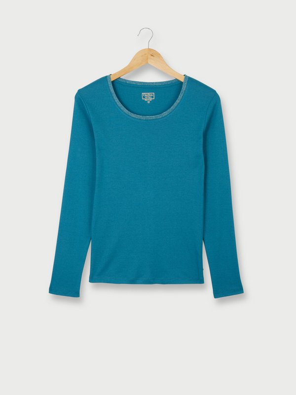 C EST BEAU LA VIE Tee-shirt Coton/modal Uni Bleu turquoise 1009903