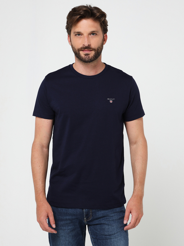 GANT Tee-shirt Basic Mini Logo Brod Bleu marine 1011653