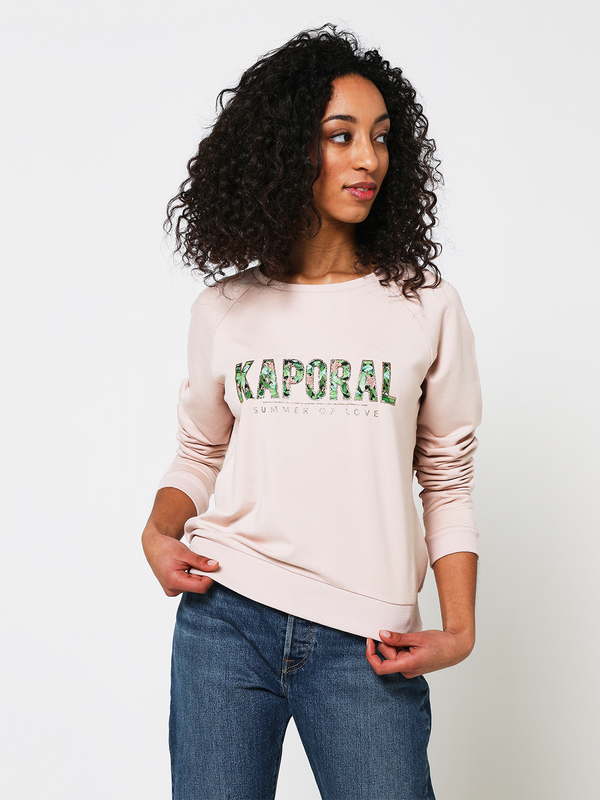 KAPORAL Sweat-shirt Cropped Logo Paillet Rose 1012067