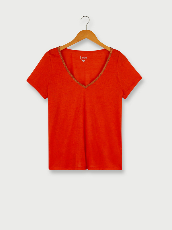 LES PTITES BOMBES Tee-shirt Fluide Uni Dcollet Cœur Orange 1012230