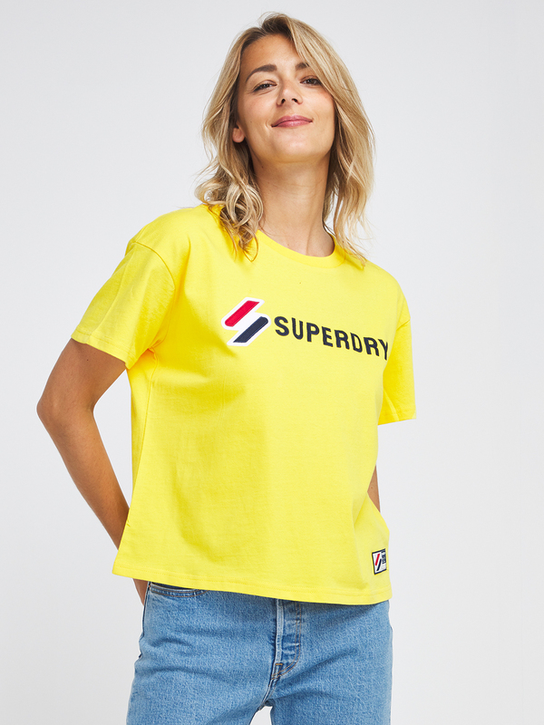 SUPERDRY Tee-shirt Logo Cropped Jaune 1016970