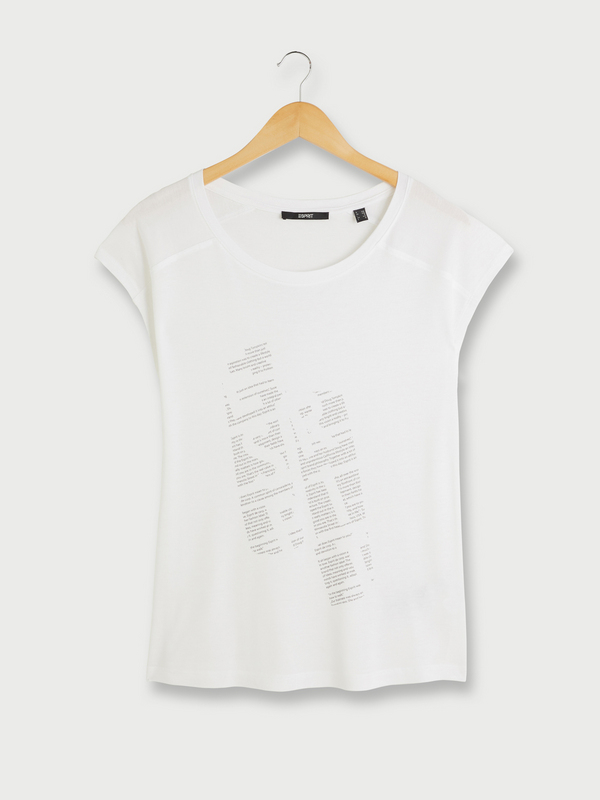 ESPRIT Tee-shirt Print Plac En Viscose Lenzing™ Ecovero™ Blanc 1017805