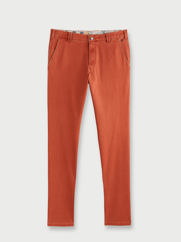 MEYER Pantalon Style Chino, Perfect Fit En Coton Biologique Orange 1024551