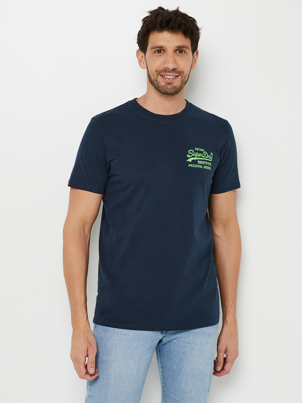 SUPERDRY Tee-shirt Logo Brod Bleu marine 1024600