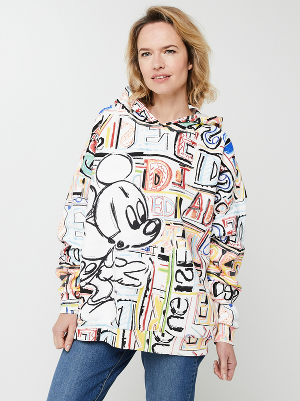 DESIGUAL Sweat-shirt Over Size, Patch Mickey Mouse Avec Lettrage Multicolore 1025403