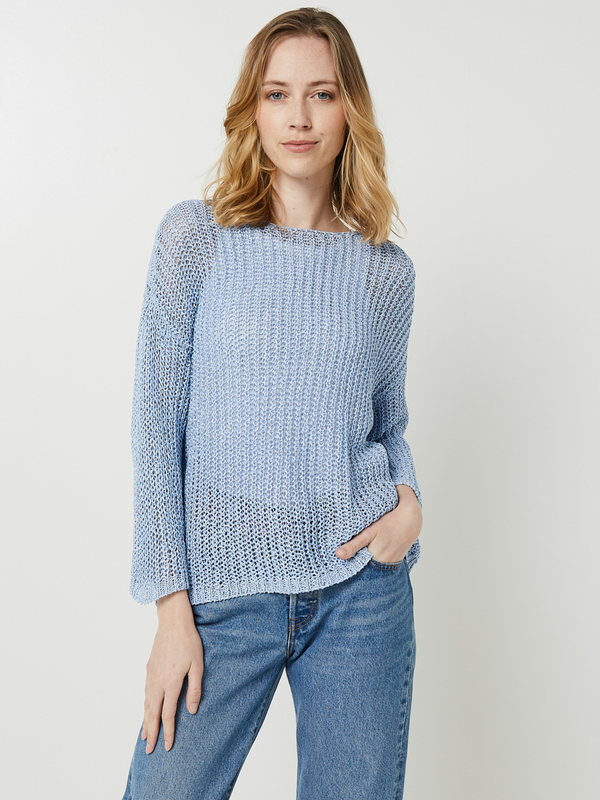 BETTY BARCLAY Pull En Maille Perle Satine, Manches 3/4 Bleu 1027236