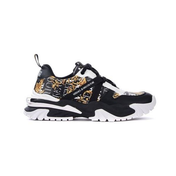 VERSACE JEANS COUTURE Baskets Mode   Versace Jeans Couture 73ya3si2 Black/Gold Photo principale