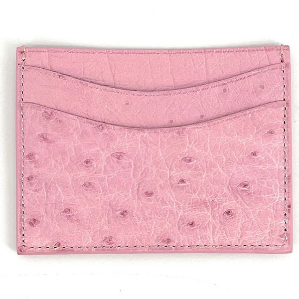 OH MY BAG Porte-cartes En Cuir D'autruche Franais Omb dition Haute-couture Rose 1037550