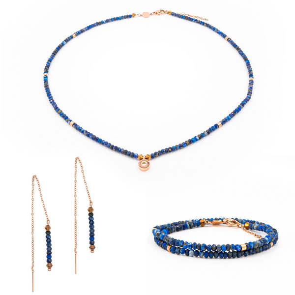 SLOYA Collier, Bracelet Et Boucles D'oreilles Lumia En Pierres Lapis-lazuli Bleu fonc 1039393