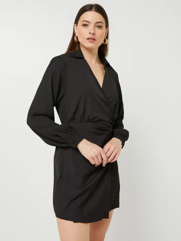 DESIGUAL Robe Portefeuille Courte En Jacquard Noir 1044277