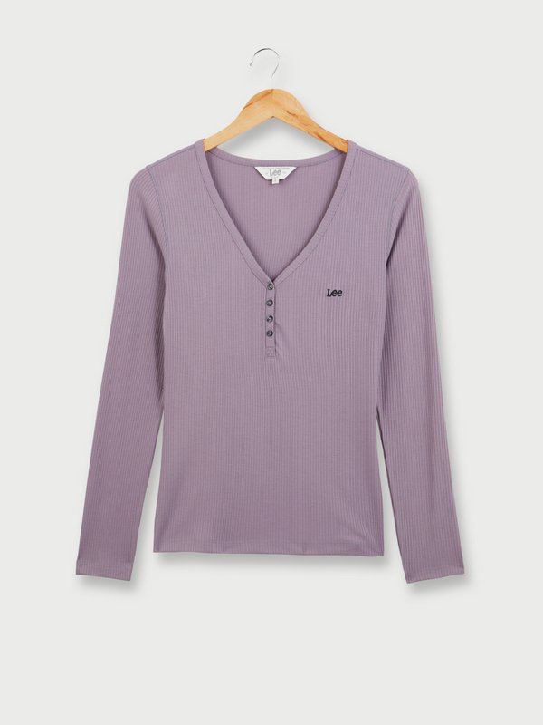 LEE Tee-shirt Manches Longues Uni Ctes Plates Violet lavande 1044378