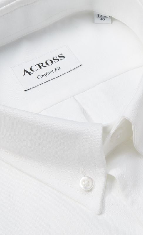 ACROSS Chemise Confort Fit Manches Courtes Oxford Authentic Blanc Blanc Photo principale