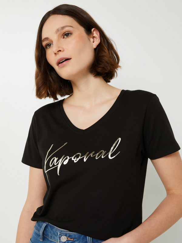 KAPORAL Tee-shirt Manches Courtes Uni Logo Effet Mtal Noir 1057482