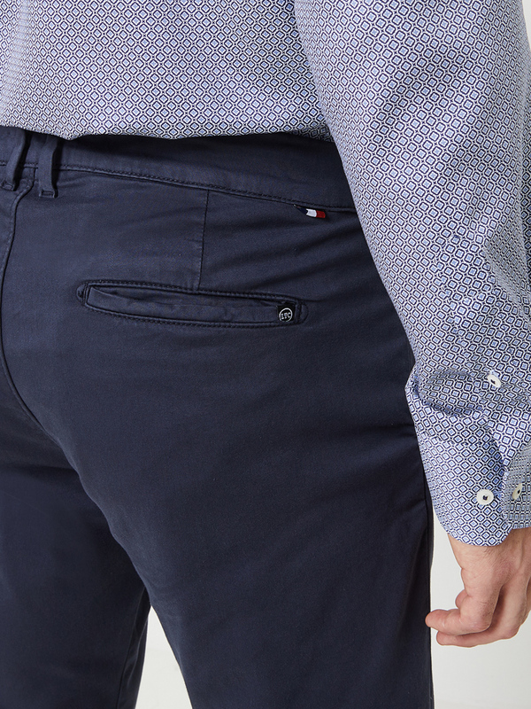 LE TEMPS DES CERISES Pantalon Chino Coupe Slim En Coton Stretch Bleu marine Photo principale