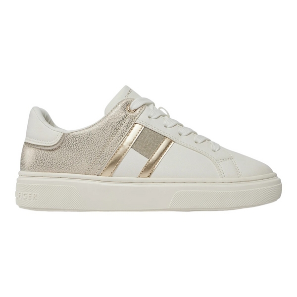 TOMMY HILFIGER Baskets Mode   Tommy Hilfiger Flag Low Cut Lace-up Snea white gold Photo principale