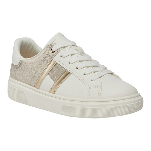 TOMMY HILFIGER Baskets Mode   Tommy Hilfiger Flag Low Cut Lace-up Snea white gold Photo principale
