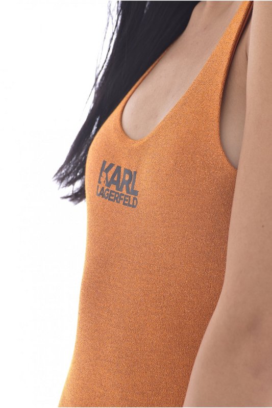 KARL LAGERFELD Maillot De Bain Paillet 1 Pice Logo  -  Karl Lagerfeld - Femme Orange Photo principale
