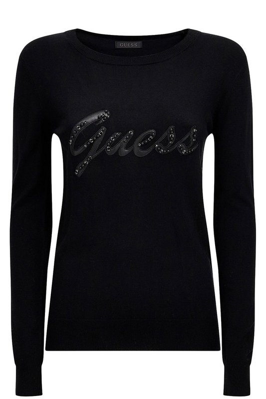GUESS Pull Fin Logo Strass  -  Guess Jeans - Femme JBLK Jet Black A996 1061700