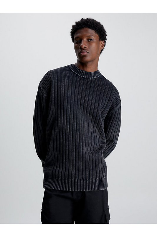 CALVIN KLEIN Pull Relaxed Coton Peign  -  Calvin Klein - Homme BEH Ck Black 1061763