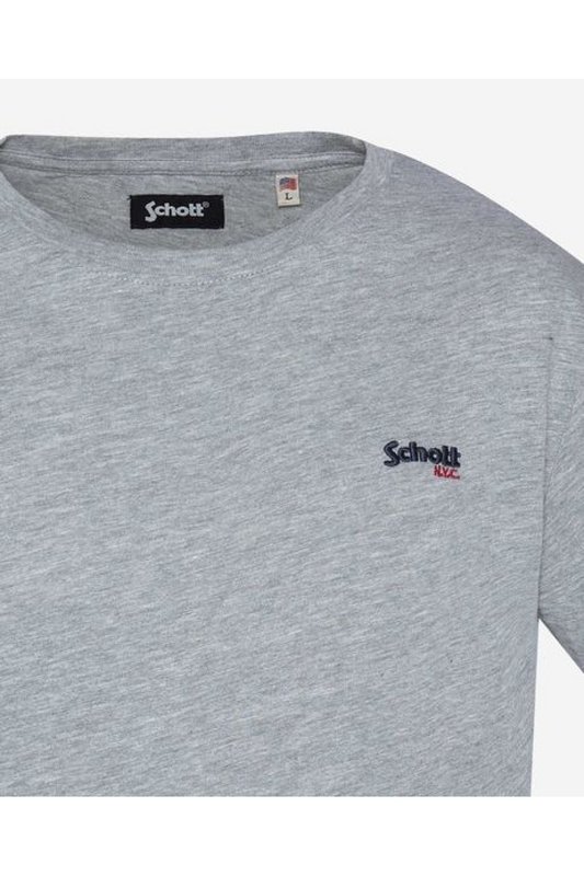 SCHOTT Tshirt Coton Logo Brod  -  Schott - Homme HEAT.GREY Photo principale