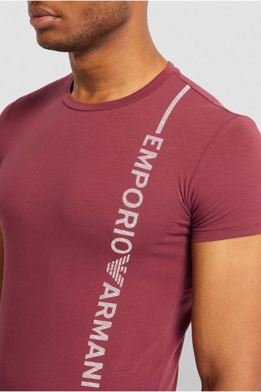 EMPORIO ARMANI Tshirt Coton Stretch Logo Vertical  -  Emporio Armani - Homme 09876 BORGOGNA Photo principale