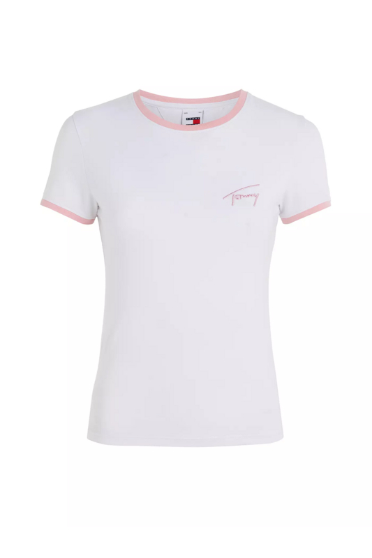 TOMMY JEANS Tshirt Slim Logo Signature Brod  -  Tommy Jeans - Femme YBR White Photo principale