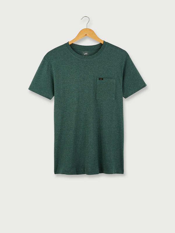 LEE Tee-shirt Slim 100% Coton Uni Poche Poitrine Vert Photo principale
