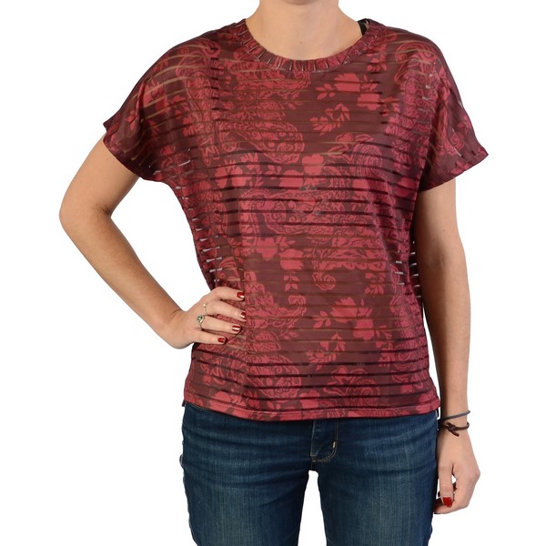 DESIGUAL Tee-shirt Desigual Stripes Ethnic Ruby Wine 1084190