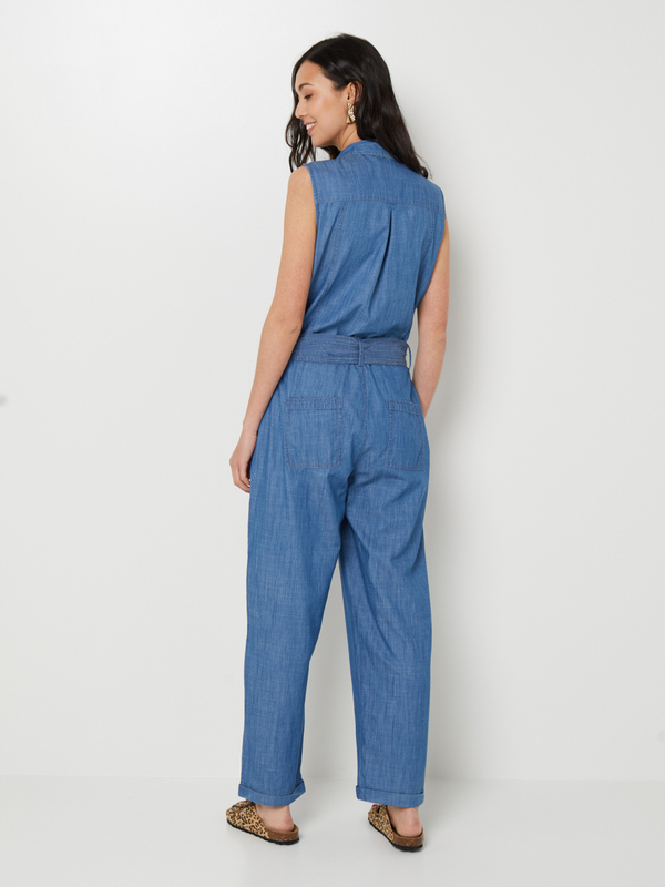 MOLLY BRACKEN Combi-pantalon En Tissu Chambray 100% Coton Bleu Photo principale