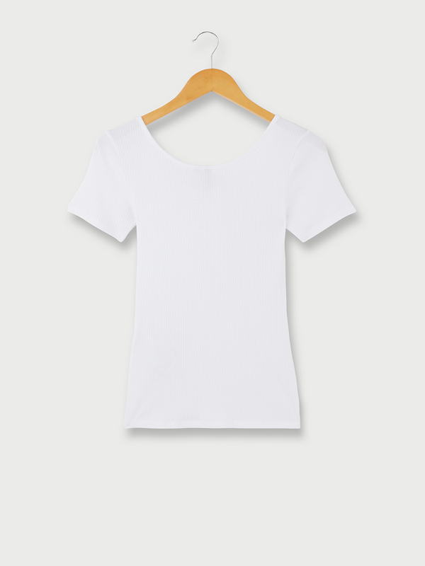 PIECES Tee-shirt Ajust Ctes Plates Uni Blanc Photo principale