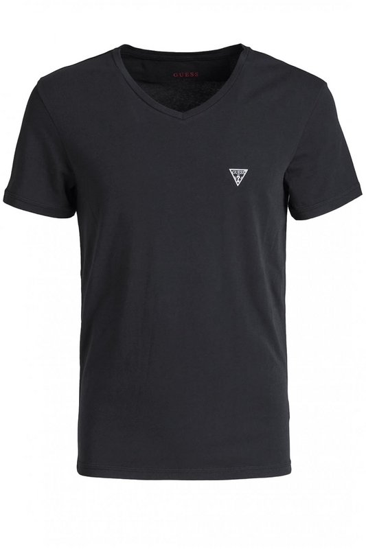 GUESS Tee Shirt Basique Stretch  Petit Logo  -  Guess Jeans - Homme A996 JET BLACK W/ FROST G