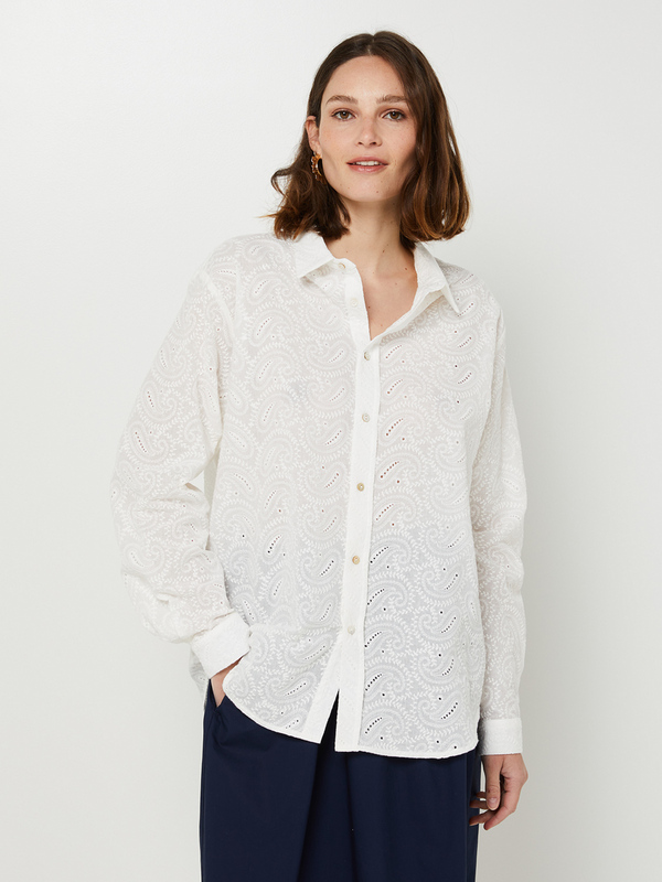 MOLLY BRACKEN Chemise Manches Longues En Broderie Anglaise 100% Coton Blanc 1093472