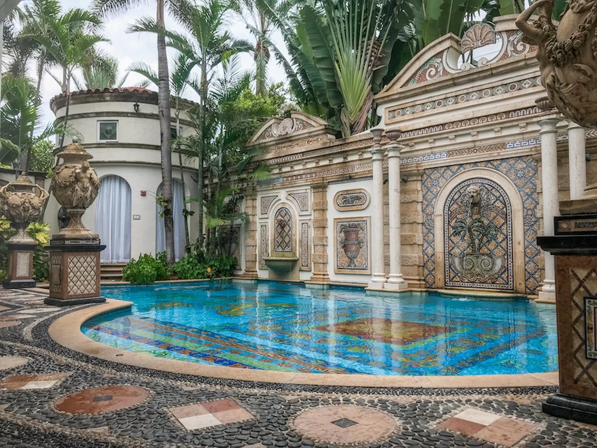 Balinese temple-inspired swimming pool