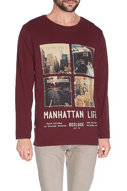 Tee-shirt manches longues DEELUXE W16117 Rouge bordeaux