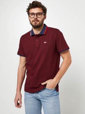 Polo TOMMY JEANS RED FLAG NECK Rouge bordeaux