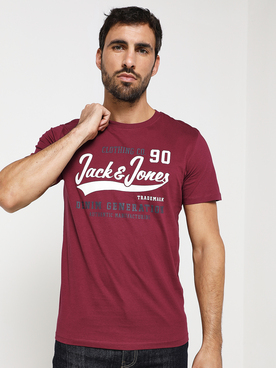 Tee-shirt JACK AND JONES LOGO TEE 7 Rouge bordeaux