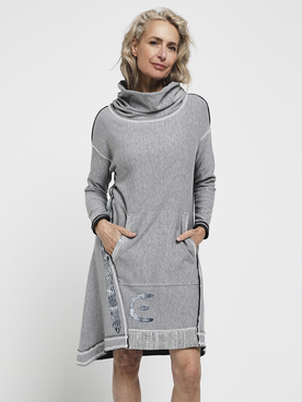Mode Robes Robes en maille tricotées Elisa Cavaletti Robe en maille tricot\u00e9es gris clair imprim\u00e9 avec th\u00e8me 