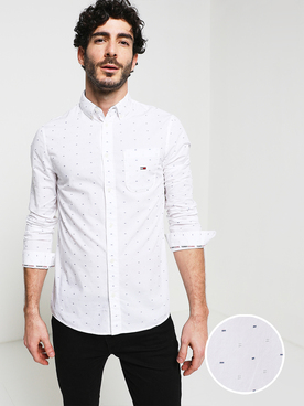 Chemise manches longues TOMMY JEANS LONGSLEEVE DOBBY Blanc