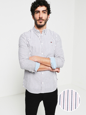 Chemise manches longues TOMMY JEANS CASUAL STRIPE Blanc