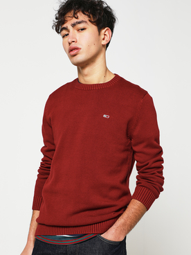 Pull TOMMY JEANS NECK SWEATER Rouge bordeaux