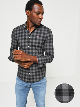 Chemise manches longues TOMMY JEANS POPLIN CHECK Gris