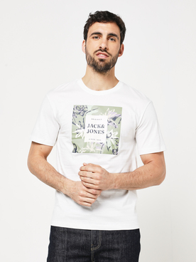 Tee-shirt JACK AND JONES FLOWER BD T Blanc