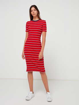 Robe TOMMY JEANS RIB BODYCON Rouge